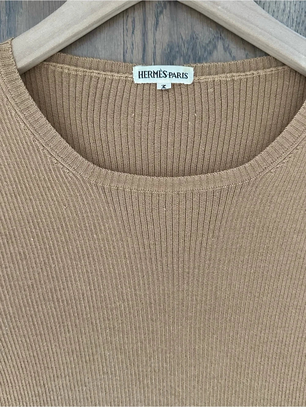 Vintage Hermes Silk and Cashmere Cardigan Twinset Camel Brown Multicolor XL